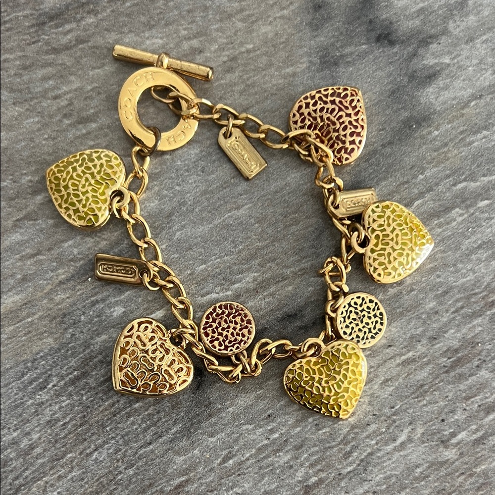 Vintage Coach Gold Heart Charm Bracelet